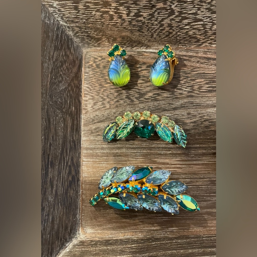 3 Piece True Vintage Juliana Coordinated Set Greens Blues Butterscotch E+B+B